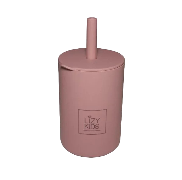 LIZY KIDS® Silicone Cup with Straw – Dusty Rose